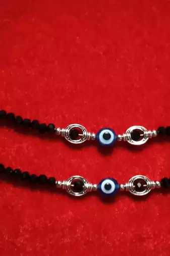 Kids  pair of 3 artificial beads rhodiyam plated  nazariya bracelet for new bourn baby