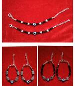 Kids  pair of 3 artificial beads rhodiyam plated  nazariya bracelet for new bourn baby