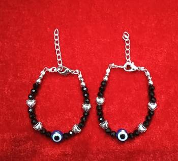 Kids  pair of 3 artificial beads rhodiyam plated  nazariya bracelet for new bourn baby 2