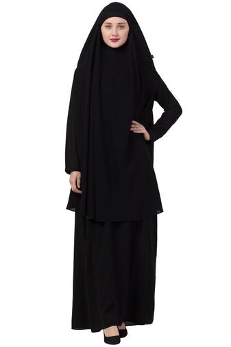Black  two pieces jilbab set| abyaya and khimar hijab combo