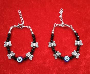 Kids  pair of 3 artificial beads rhodiyam plated  nazariya bracelet for new bourn baby 3