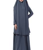 Grey  two pieces jilbab set| abyaya and khimar hijab combo