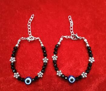 Kids  pair of 3 artificial beads rhodiyam plated  nazariya bracelet for new bourn baby 2