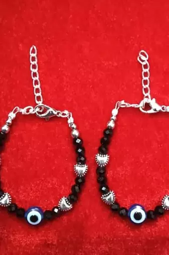 Kids  pair of 3 artificial beads rhodiyam plated  nazariya bracelet for new bourn baby