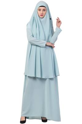 Sky-blue  two pieces jilbab set| abyaya and khimar hijab combo 1