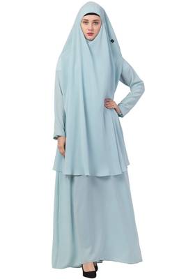 Sky-blue  two pieces jilbab set| abyaya and khimar hijab combo 2