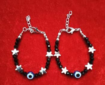 Kids  pair of 3 artificial beads rhodiyam plated  nazariya bracelet for new bourn baby 2