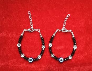 Kids  pair of 3 artificial beads rhodiyam plated  nazariya bracelet for new bourn baby 4