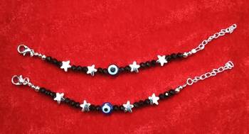 Kids  pair of 3 artificial beads rhodiyam plated  nazariya bracelet for new bourn baby 5