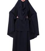 Navy-blue  two pieces jilbab set| abyaya and khimar hijab combo