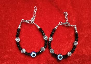 Kids  pair of 3 artificial beads rhodiyam plated  nazariya bracelet for new bourn baby 2