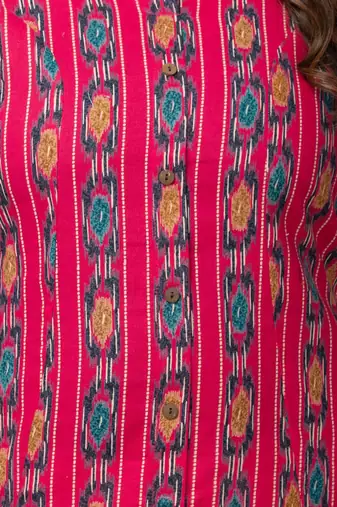  printed pure cotton mandarin collar ethnic a-line kurta