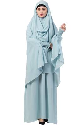 Sky-blue  two pieces jilbab set| abyaya and khimar hijab combo 1
