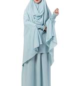 Sky-blue  two pieces jilbab set| abyaya and khimar hijab combo