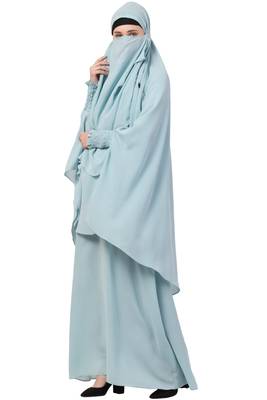 Sky-blue  two pieces jilbab set| abyaya and khimar hijab combo 5