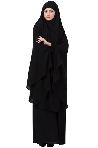 Black  two pieces jilbab set| abyaya and khimar hijab combo
