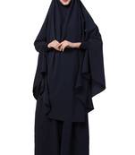 Navy-blue  two pieces jilbab set| abyaya and khimar hijab combo