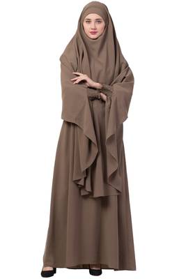 Brown  two pieces jilbab set| abyaya and khimar hijab combo 1