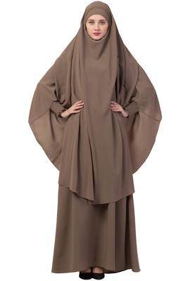 Brown  two pieces jilbab set| abyaya and khimar hijab combo 2