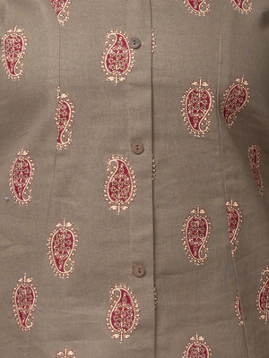  paisley printed mandarin collar pure cotton a-line kurta 2