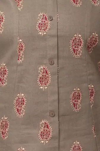 paisley printed mandarin collar pure cotton a-line kurta