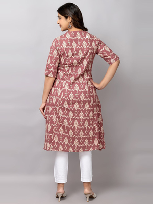  geometric printed mandarin collar pure cotton a-line kurta 4