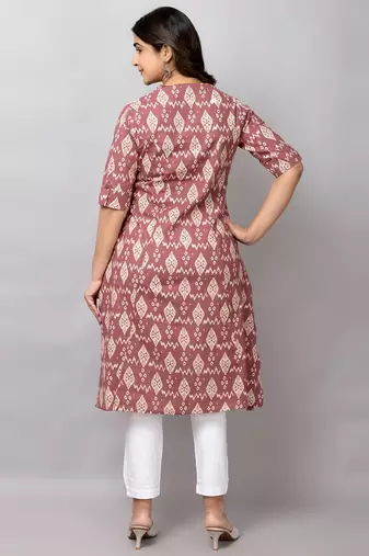  geometric printed mandarin collar pure cotton a-line kurta