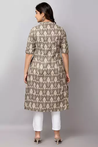  geometric printed mandarin collar pure cotton a-line kurta