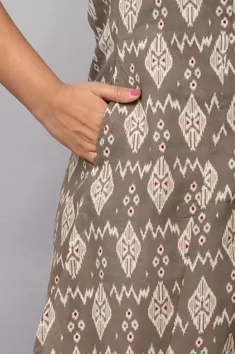  geometric printed mandarin collar pure cotton a-line kurta