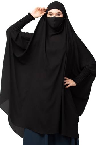 Full size khimar with sleeves and adjustable mouth piece