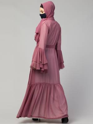Abaya with designer georgette shrug 1