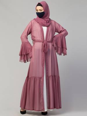 Abaya with designer georgette shrug 4