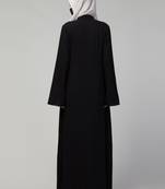 Basic forn open abaya in premium fabric with long zipper