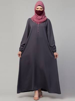 Simple yet stylish abaya in premium  stretchable praada fabric with fabric buttons 1