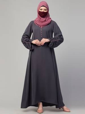 Simple yet stylish abaya in premium  stretchable praada fabric with fabric buttons 3