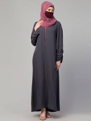 Simple yet stylish abaya in premium  stretchable praada fabric with fabric buttons 4