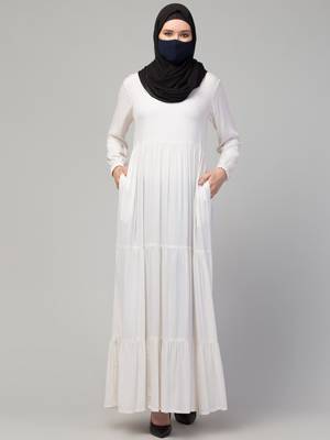 Multi layered abaya dress in rayon fabric for summers 4