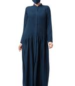 Bashariya-front open abaya dress with pin tucks