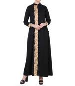 Bashariya-front open abaya in free-size with lacework