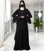 Three pieces set - inner abaya with a designer shrug and stole hijab.