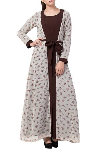 Bashariya-modest dress with attached shrug and a matching belt
