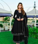 Black double layer anarkali set