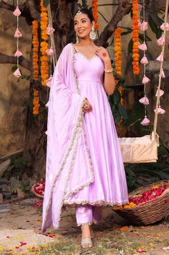 Lilac dream anarkali set