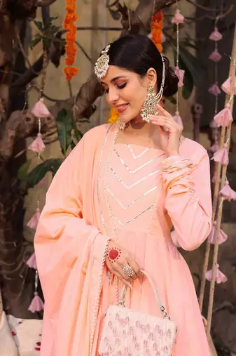 Peach anarkali set