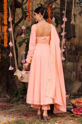 Peach anarkali set 4