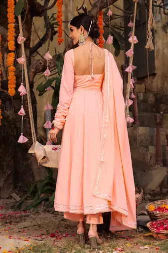 Peach anarkali set