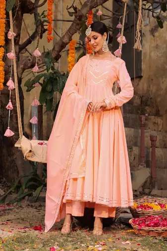 Peach anarkali set