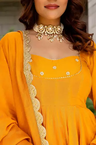 Misha chanderi mustard set