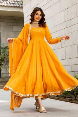 Misha chanderi mustard set 1