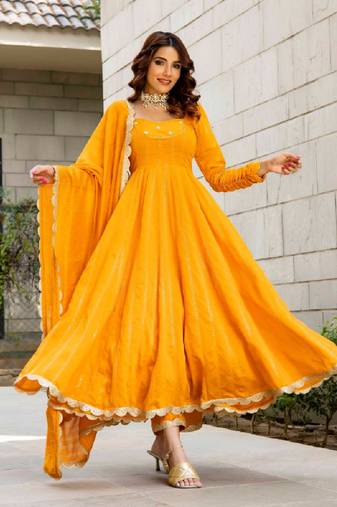 Misha chanderi mustard set